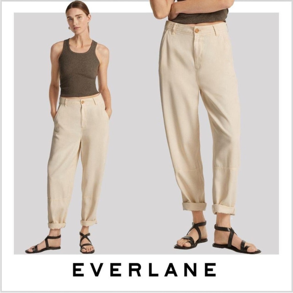 Everlane Off-White High-Rise Relaxed Tapered Pants